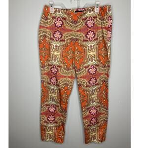 Talbots Orange Paisley Women's 10 Pants Side Zip